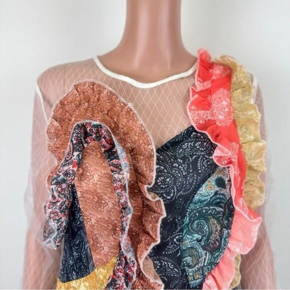NWOT La Pateau Long Sleeve Ruffle and Lace Dress Size Small Multi Color - Picture 6 of 12